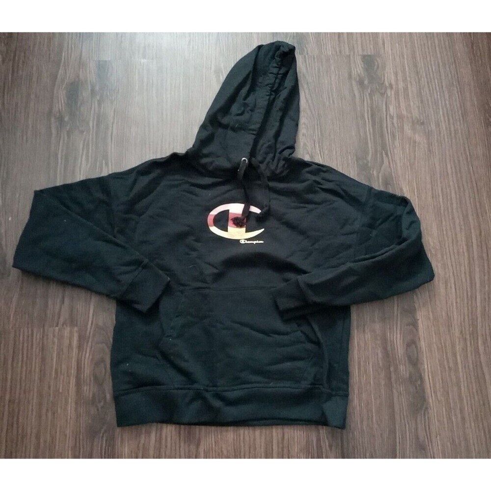 Champion hoodie Womens Size Small NWOT Black pullover sweatshirt logo casual
